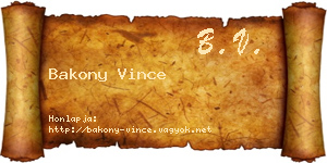 Bakony Vince névjegykártya